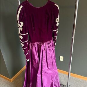 Carolina Herrera Purple Formal Dress with Embellished Sleeves